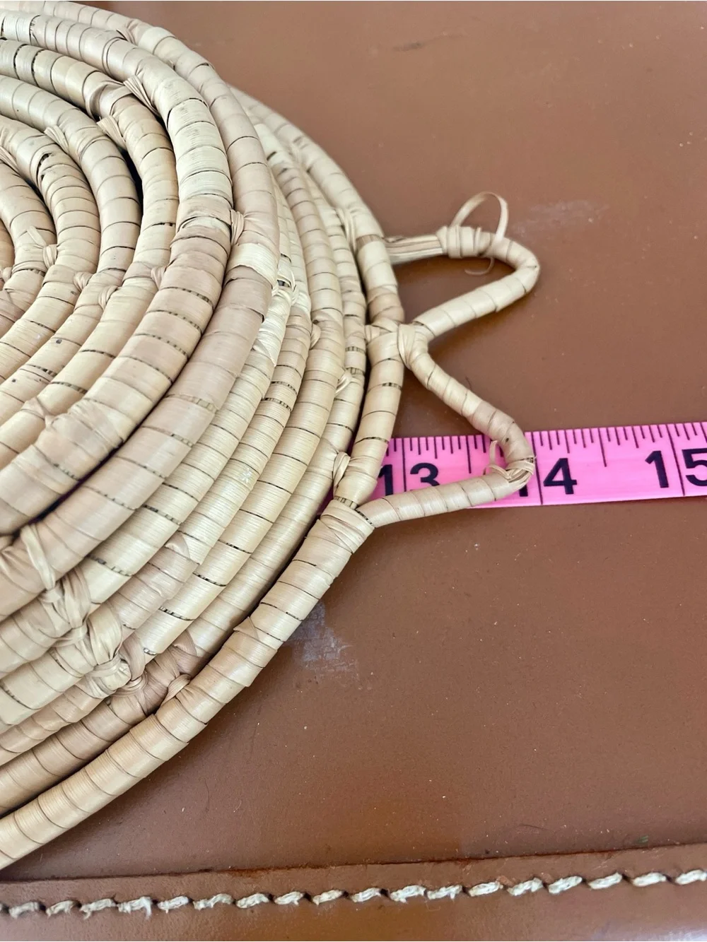 Oval Shaped Woven Basket Unique Handles Natural